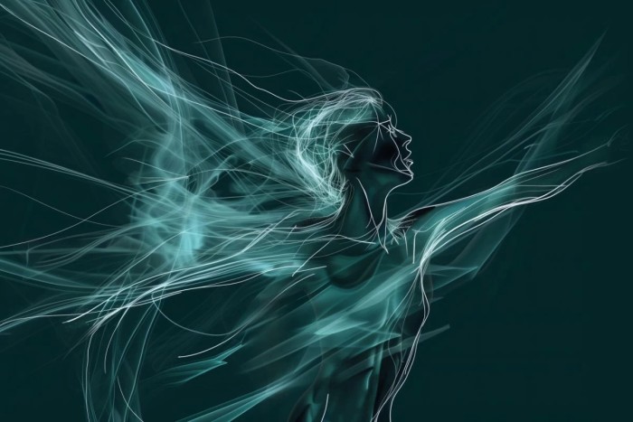 Line art, woman in motion