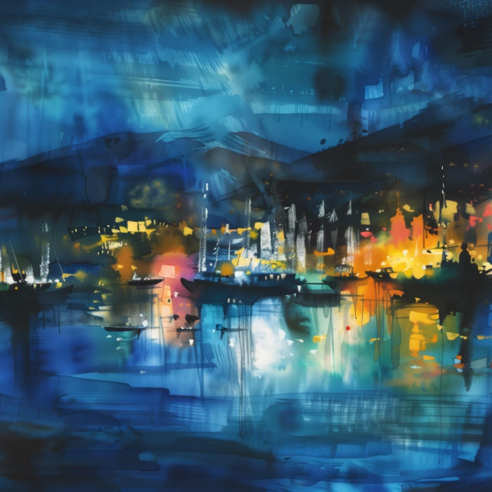 Midnight melody at the harbour